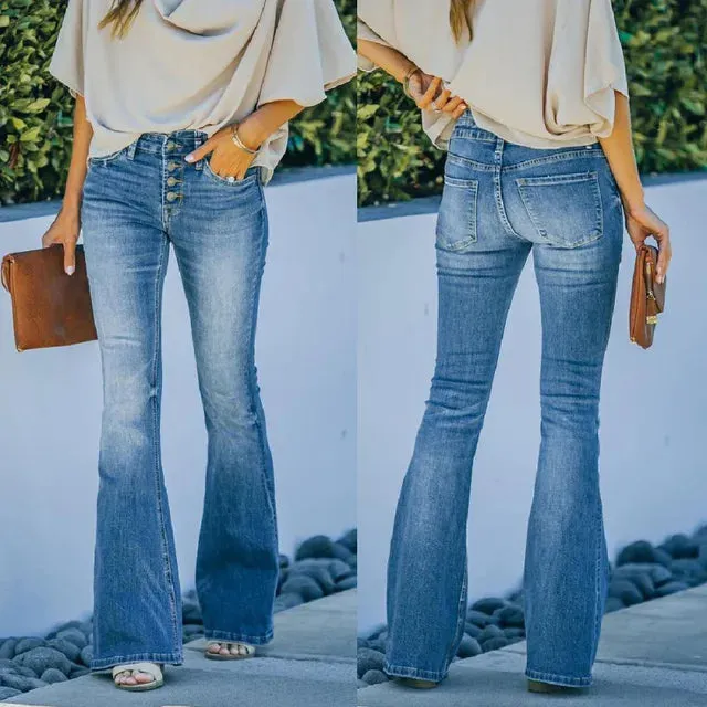 Women's Classic Blue Flared Jeans | Perfect for Everyday Wear