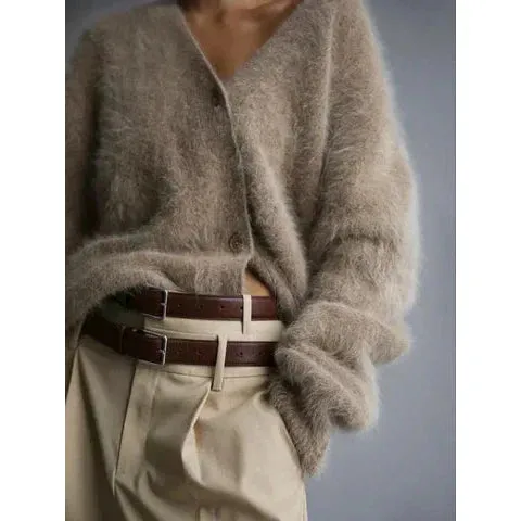 Women's Fluffy Woolen Buttoned Cardigan | Ideal for All Seasons