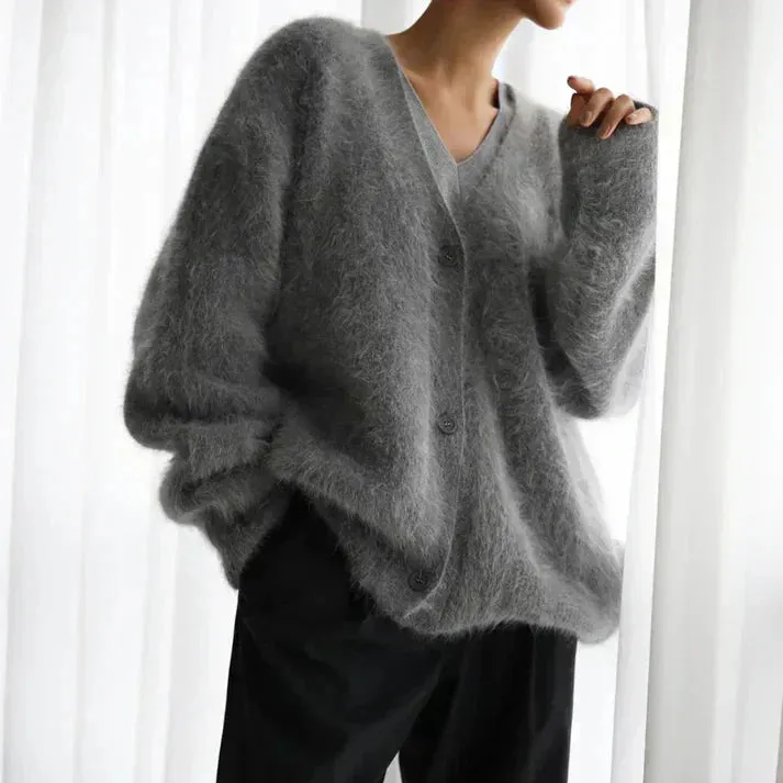 Women's Fluffy Woolen Buttoned Cardigan | Ideal for All Seasons
