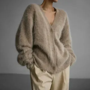 Women's Fluffy Woolen Buttoned Cardigan | Ideal for All Seasons
