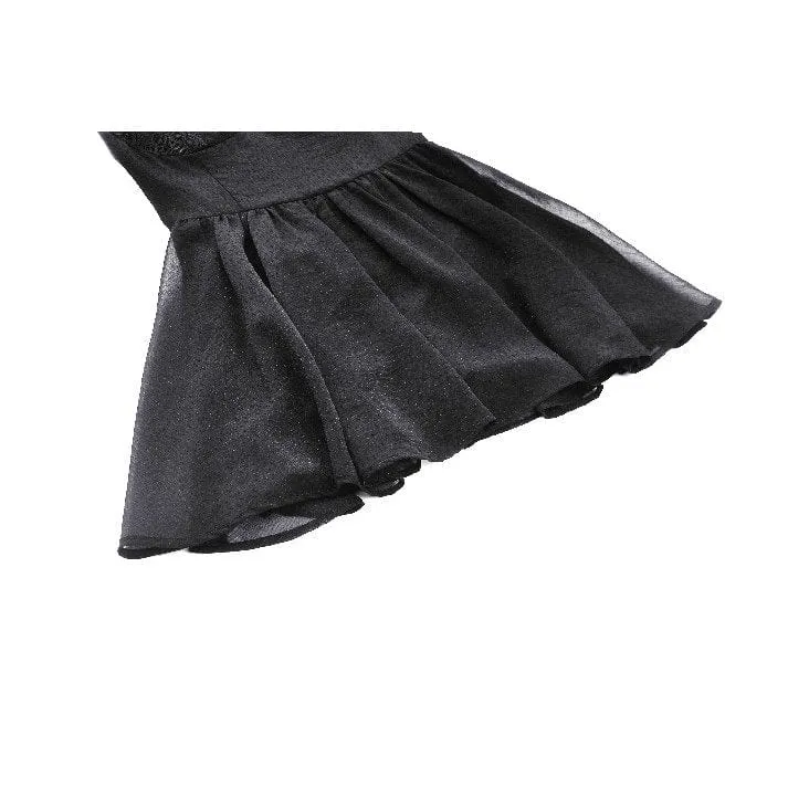 Women's Gothic Flared Sleeved Lace Splice Evening Dress