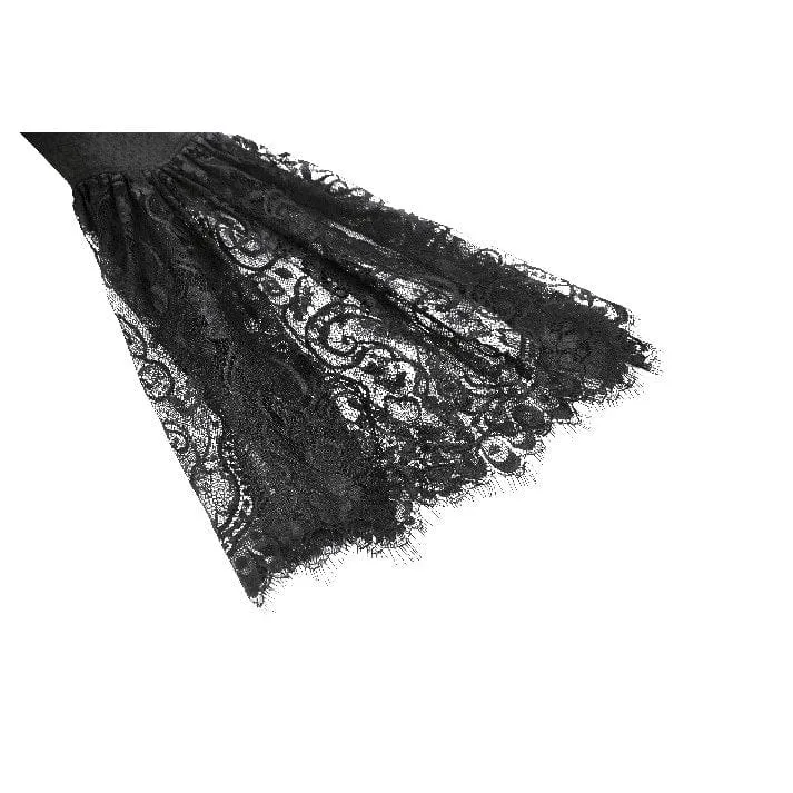 Women's Gothic Flared Sleeved Lace Splice Evening Dress